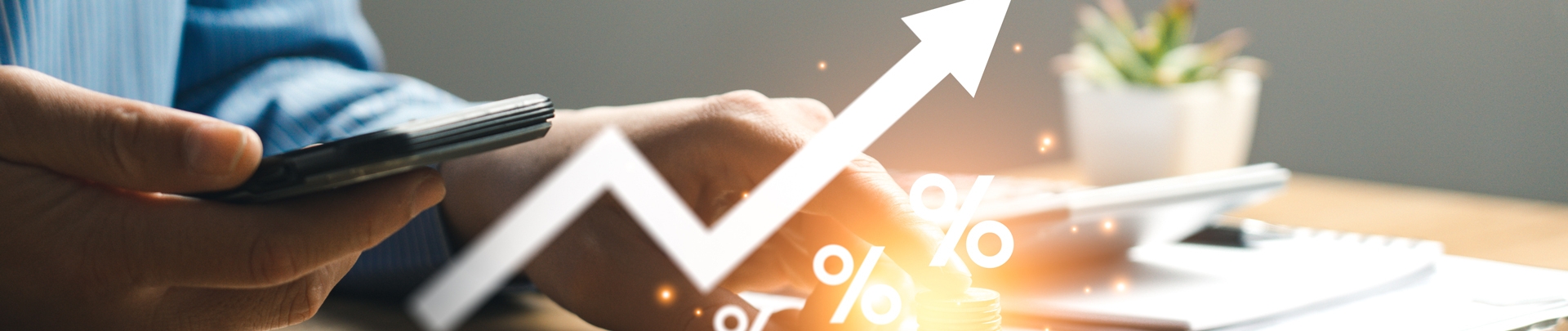 Zakenman berekent inkomen en rendement op investering in procenten.